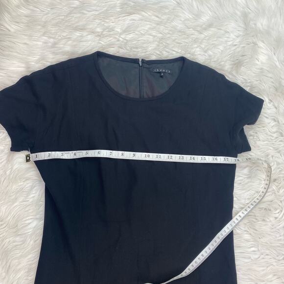 Theory Women's Short Sleeve Wool Shift Dress Size 6 Black Office Career - Picture 10 of 16